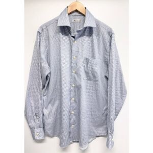 Peter Millar Button Down Shirt Long‎ Sleeve Size Large Blue 100% Cotton Casual